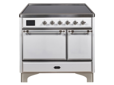 40" ILVE Majestic II Electric Freestanding Range in White with Chrome Trim - UMDI10QNS3/WHC