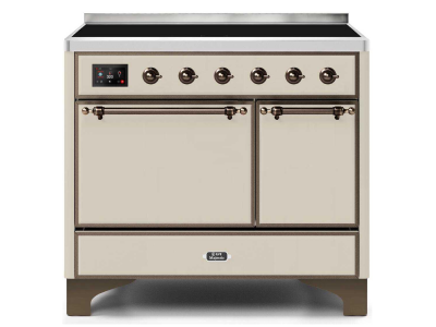 40" ILVE Majestic II Electric Freestanding Range in Antique White with Bronze Trim - UMDI10QNS3/AWB