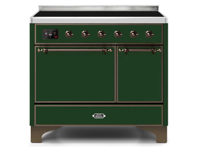 40" ILVE Majestic II Electric Freestanding Range in Emerald Green with Bronze Trim - UMDI10QNS3/EGB