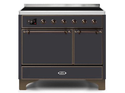 40" ILVE Majestic II Electric Freestanding Range in Matte Graphite with Bronze Trim - UMDI10QNS3/MGB