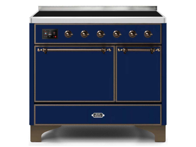 40" ILVE Majestic II Electric Freestanding Range in Blue with Bronze Trim - UMDI10QNS3/MBB