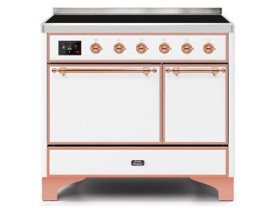 40" ILVE Majestic II Electric Freestanding Range in White with Copper Trim - UMDI10QNS3/WHP