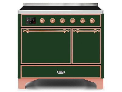 40" ILVE Majestic II Electric Freestanding Range in Emerald Green with Copper Trim - UMDI10QNS3/EGP