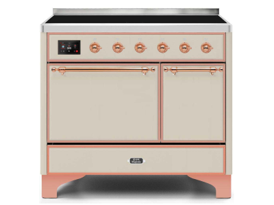 40" ILVE Majestic II Electric Freestanding Range in Antique White with Copper Trim - UMDI10QNS3/AWP