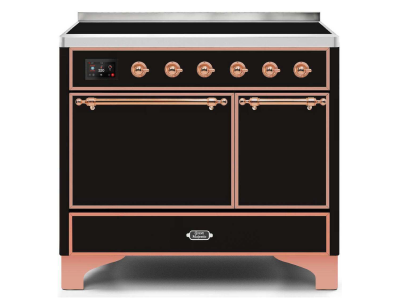 40" ILVE Majestic II Electric Freestanding Range in Glossy Black with Copper Trim - UMDI10QNS3/BKP