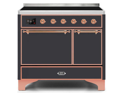 40" ILVE Majestic II Electric Freestanding Range in Matte Graphite with Copper Trim - UMDI10QNS3/MGP