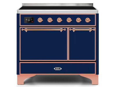 40" ILVE Majestic II Electric Freestanding Range in Blue with Copper Trim - UMDI10QNS3/MBP