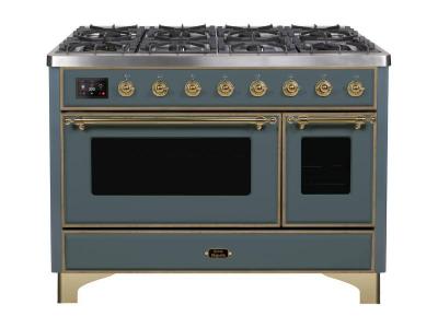 48" ILVE 5.02 Cu. Ft. Majestic II Dual Fuel Liquid Propane Freestanding Range with Copper Trim - UM12FDNS3/BGP LP