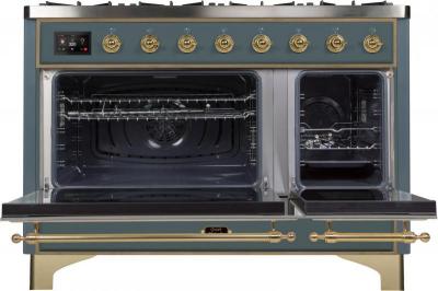 48" ILVE 5.02 Cu. Ft. Majestic II Dual Fuel Natural Gas Freestanding Range with Brass Trim - UM12FDNS3/BGG NG