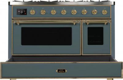 48" ILVE 5.02 Cu. Ft. Majestic II Dual Fuel Natural Gas Freestanding Range with Bronze Trim - UM12FDNS3/BGB NG