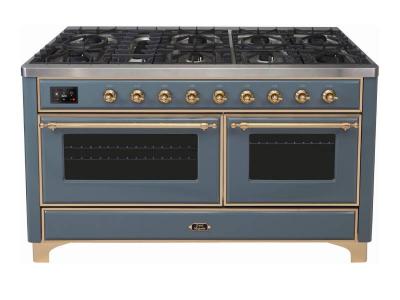 60" ILVE Majestic II Dual Fuel Liquid Propane Range with Copper Trim - UM15FDNS3/BGP LP