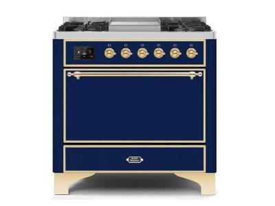 36" ILVE Majestic II Dual Fuel Liquid Propane Freestanding Range With Bronze Trim - UM09FDQNS3/MBB LP