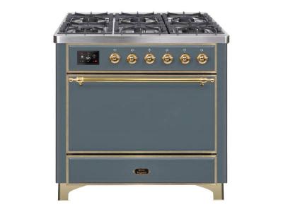 36" ILVE Majestic II Dual Fuel Liquid Propane Freestanding Range With Bronze Trim - UM09FDQNS3/BGB LP