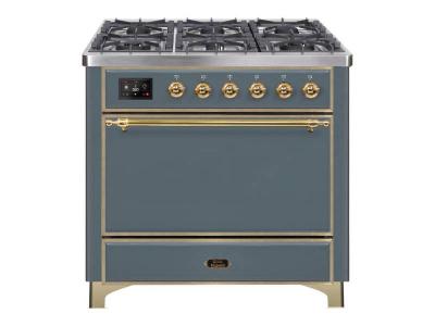 36" ILVE Majestic II Dual Fuel Natural Gas Freestanding Range with Brass Trim - UM09FDQNS3/BGG NG