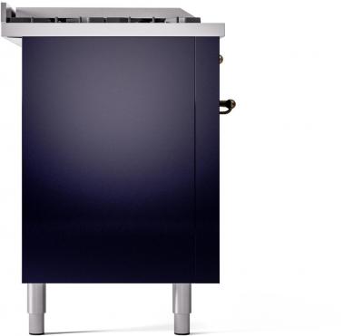 60" ILVE Nostalgie II Dual Fuel Natural Gas Freestanding Range in Blue with Bronze Trim - UP60FSNMP/MBB NG