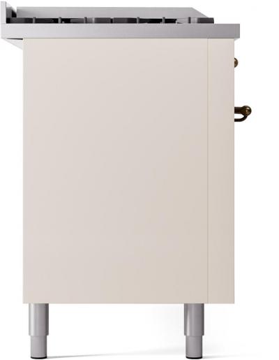 60" ILVE Nostalgie II Dual Fuel Natural Gas Freestanding Range in Antique White with Bronze Trim - UP60FSNMP/AWB NG