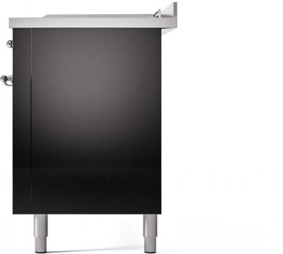 60" ILVE Nostalgie II Dual Fuel Natural Gas Freestanding Range in Glossy Black with Chrome Trim - UP60FSNMP/BKC NG