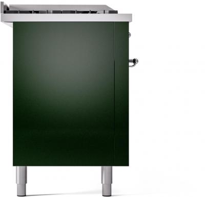 60" ILVE Nostalgie II Dual Fuel Natural Gas Freestanding Range in Emerald Green with Chrome Trim - UP60FSNMP/EGC NG