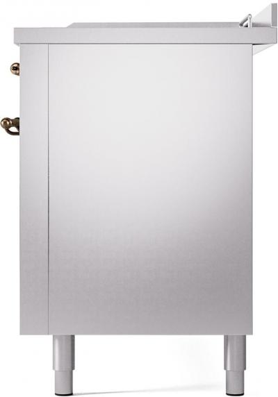 60" ILVE Nostalgie II Dual Fuel Natural Gas Freestanding Range in Stainless Steel with Bronze Trim - UP60FSNMPSSB