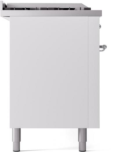60" ILVE Nostalgie II Dual Fuel Natural Gas Freestanding Range in White with Chrome Trim - UP60FSNMP/WHC NG