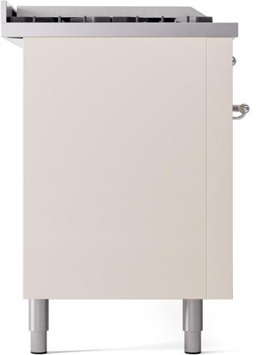 60" ILVE Nostalgie II Dual Fuel Natural Gas Freestanding Range in Antique White with Chrome Trim - UP60FSNMP/AWC NG