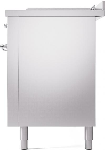 60" ILVE Nostalgie II Dual Fuel Liquid Propane Freestanding Range in Stainless Steel with Chrome Trim - UP60FSNMP/SSC LP