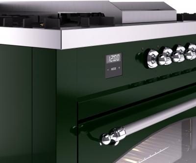 60" ILVE Nostalgie II Dual Fuel Liquid Propane Freestanding Range in Emerald Green with Chrome Trim - UP60FSNMP/EGC LP