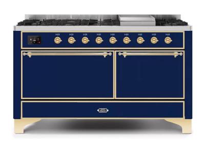 60" ILVE Majestic II Dual Fuel Natural Gas Range with Bronze Trim - UM15FDQNS3/MBB NG
