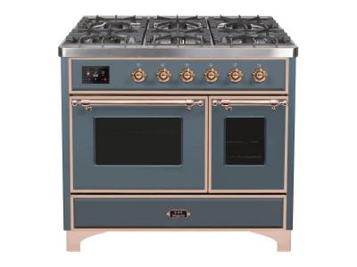 40" ILVE Majestic II Dual Fuel Liquid Propane Freestanding Range with Bronze Trim - UMD10FDNS3/BGB LP