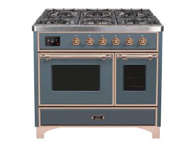 40" ILVE Majestic II Dual Fuel Natural Gas Freestanding Range with Copper Trim - UMD10FDNS3/BGP NG