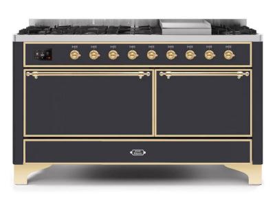 60" ILVE Majestic II Dual Fuel Liquid Propane Range with Copper Trim - UM15FDQNS3/MGP LP