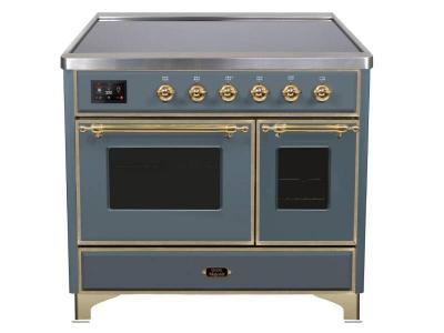 40" ILVE Majestic II Electric Freestanding Range in Blue Grey with Brass Trim - UMDI10NS3/BGG