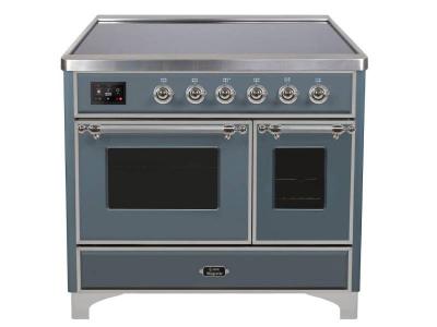 40" ILVE Majestic II Electric Freestanding Range with Chrome Trim in Blue Grey - UMDI10NS3/BGC