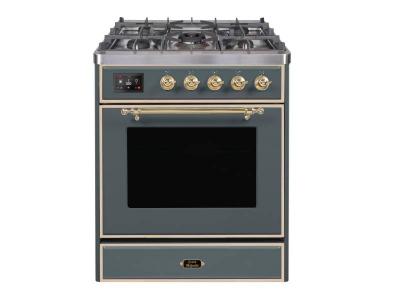 30" ILVE Majestic II Dual Fuel Natural Gas Freestanding Range with Brass Trim - UM30DNE3/BGG NG