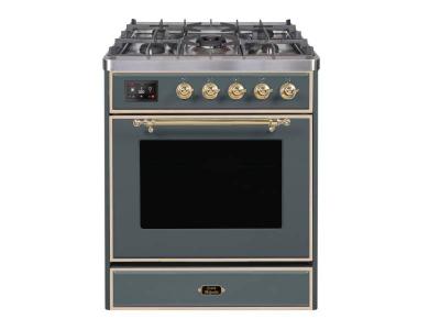 30" ILVE Majestic II Dual Fuel Natural Gas Freestanding Range with Chrome Trim - UM30DNE3/BGC NG