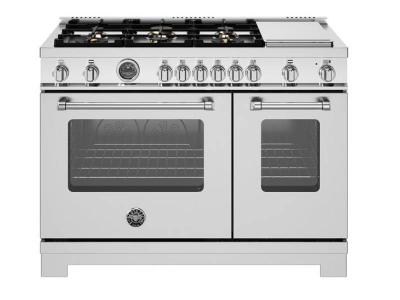 48" Bertazzoni 6 Brass Burner and Griddle  All Gas Range - MAS486BTFGMXT