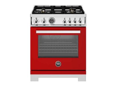 30" BERTAZZONI Professional Series Freestanding Dual Fuel Range with 4 Brass Burners - PRO304BFEPROT