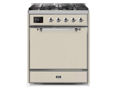 30" ILVE Majestic II Dual Fuel Freestanding Range in Antique White with Chrome Trim - UM30DQNE3/AWC NG