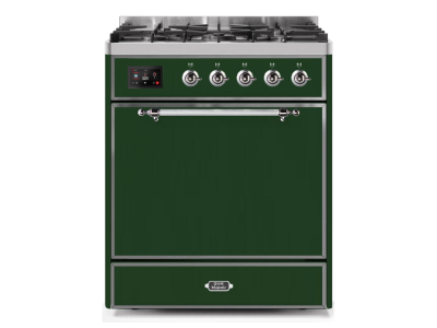 30" ILVE Majestic II Dual Fuel Freestanding Range in Emerald Green with Chrome Trim - UM30DQNE3/EGC NG