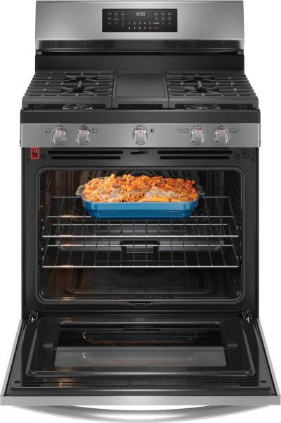30" Frigidaire Gallery 5.1 Cu. Ft. Rear Control Gas Range with Total Convection - GCRG3060BF