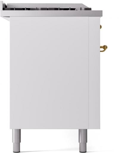 60" ILVE Nostalgie II Dual Fuel Natural Gas Freestanding Range in White with Brass Trim - UP60FSNMP/WHG NG