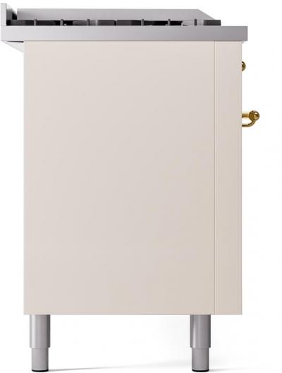 60" ILVE Nostalgie II Dual Fuel Natural Gas Freestanding Range in Antique White with Brass Trim - UP60FSNMP/AWG NG