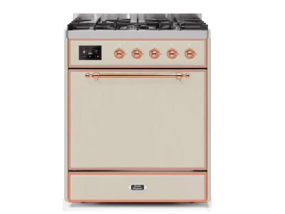 30" ILVE Majestic II Dual Fuel Freestanding Range in Antique White with Copper Trim - UM30DQNE3/AWP NG