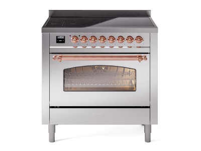 36" ILVE Nostalgie II Electric Freestanding Range in Stainless Steel with Copper Trim - UPI366NMP/SSP
