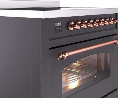 36" ILVE Nostalgie II Electric Freestanding Range in Matte Graphite with Copper Trim - UPI366NMP/MGP