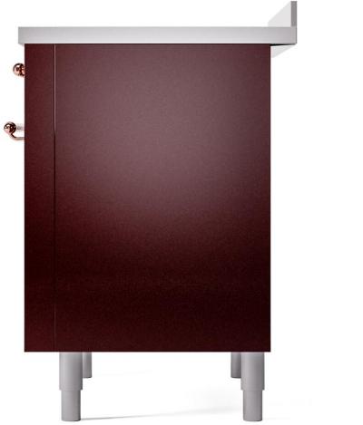 36" ILVE Nostalgie II Electric Freestanding Range in Burgundy with Copper Trim - UPI366NMP/BUP