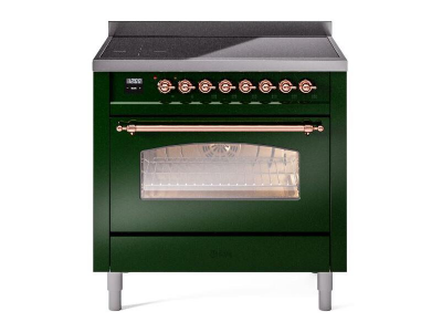 36" ILVE Nostalgie II Electric Freestanding Range in Emerald Green with Copper Trim - UPI366NMP/EGP