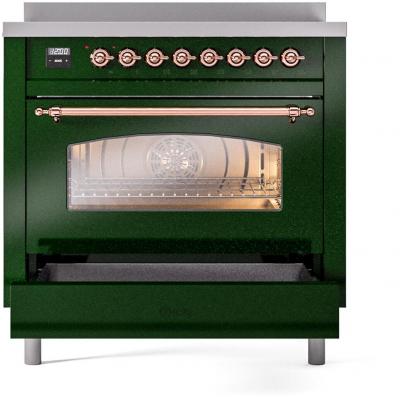 36" ILVE Nostalgie II Electric Freestanding Range in Emerald Green with Copper Trim - UPI366NMP/EGP