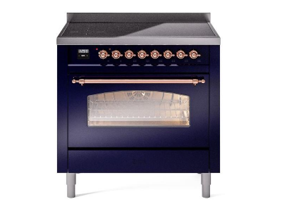 36" ILVE Nostalgie II Electric Freestanding Range in Blue with Copper Trim - UPI366NMP/MBP