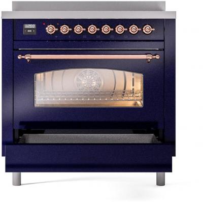 36" ILVE Nostalgie II Electric Freestanding Range in Blue with Copper Trim - UPI366NMP/MBP